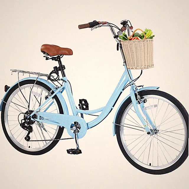 24" Ladies Beach Cruiser Bike 7-Speed, Comfortable Seat for Relaxed Rides