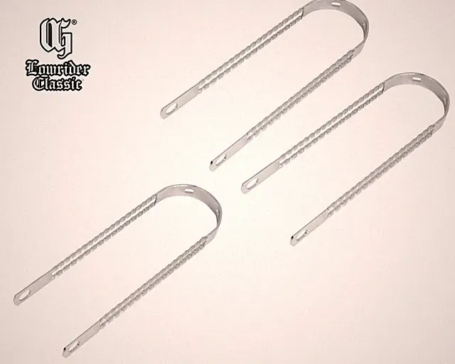 3 OG Lowrider 16" Double Square Twisted Fender Brace Chrome Bike Bicycle