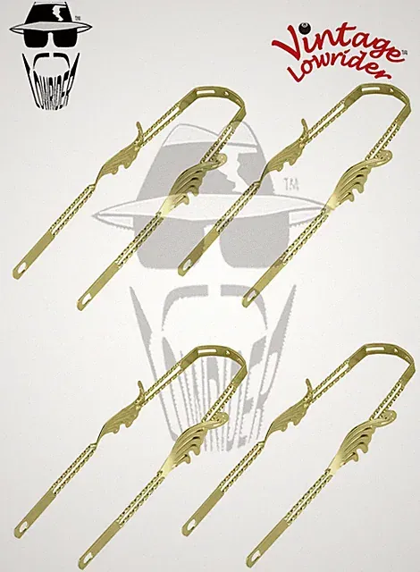 4 Vintage Lowrider 20" Double Square TWISTED 3D WING Fender Brace GOLD Bicycle