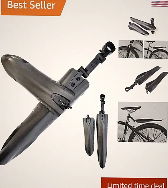 Adjustable Black Bike Mudguards Set for Front and Rear Protection - Fits All...