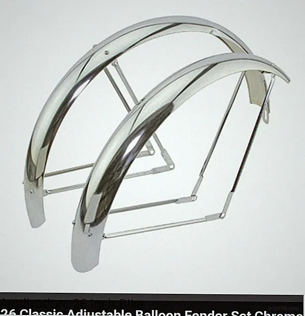 CHROME FENDER SET FOR 26" BEACH CRUISER BICYCLES,3 & 1/4" WIDE, SCHWINNS