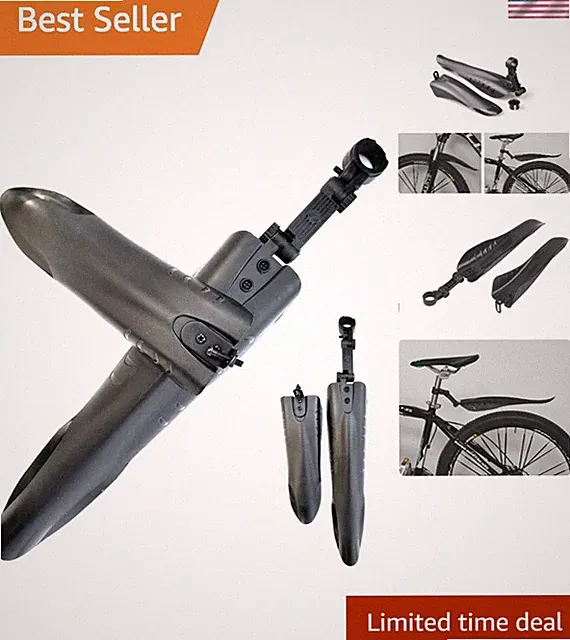 Lightweight Adjustable Bicycle Mud Guards - Front and Rear Fenders Set in Black