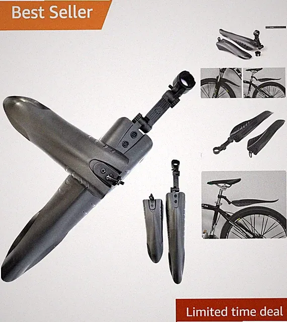 Lightweight Adjustable Bike Fenders Set - Durable Black Mud Guards for All Bikes