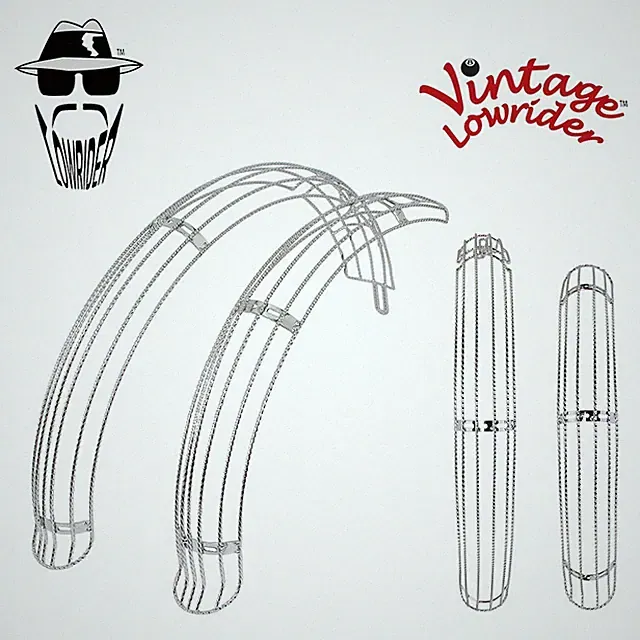 VintageLowrider 20" Flared Twisted Adjustable DuckTail Chrome Bicycle Fender Set